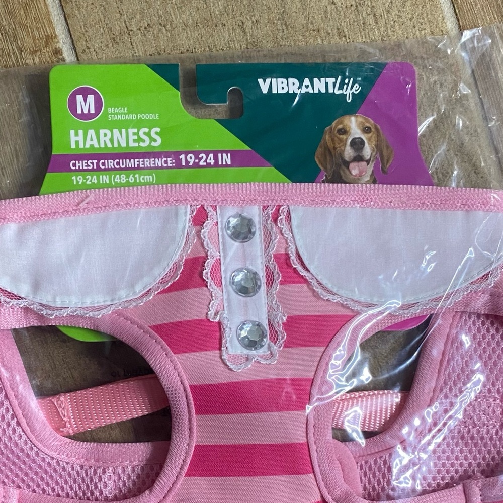 Vibrant Life Stripe & Lace Harness for Medium Dog Pink S - Picture 8 of 8